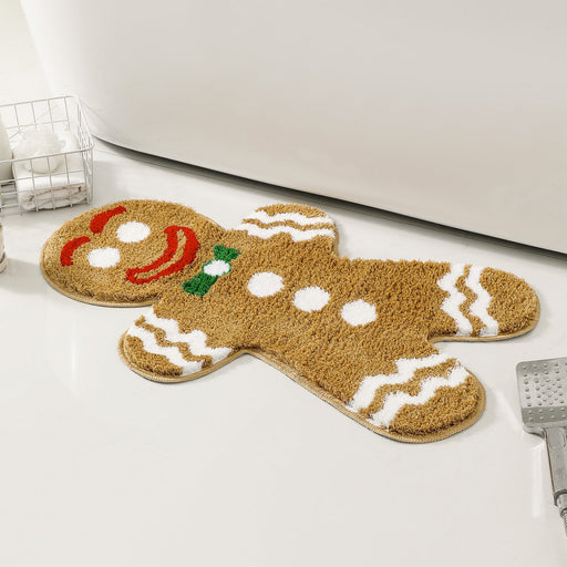 Cute Ginger Man Bath Mat, Gingerbread Man Cookies Bathroom Rug, 50x80cm / 19"x31"