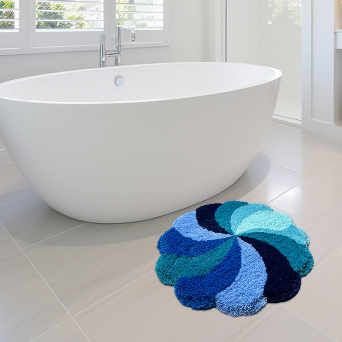 Feblilac Blue and Purple Rotating Windmill Tufted Bath Mat