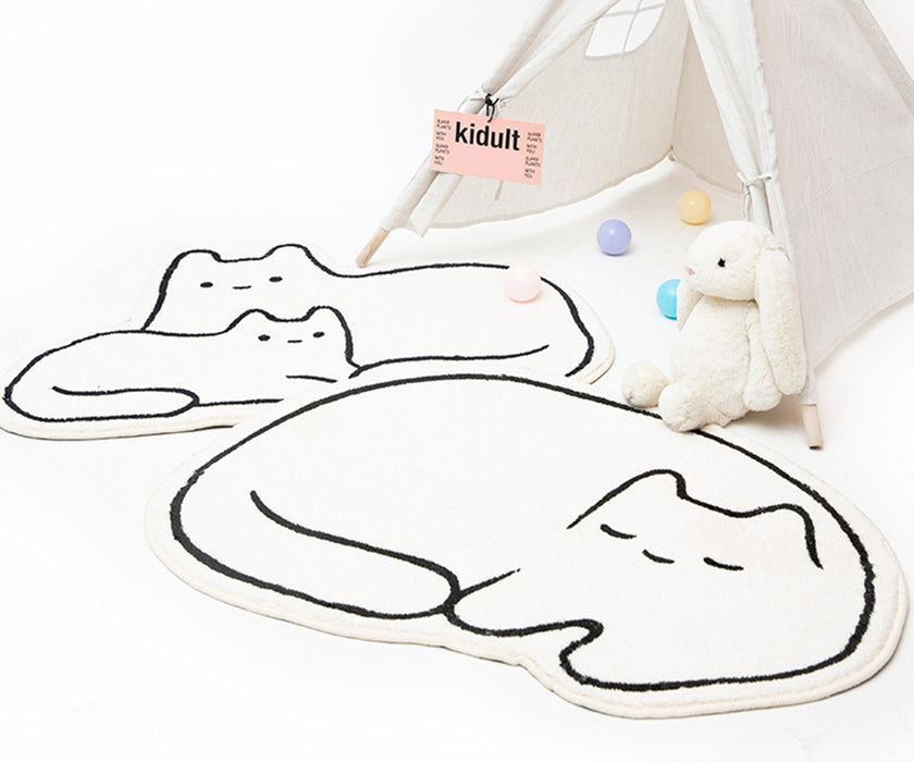 Cute White Cat Bath Mat