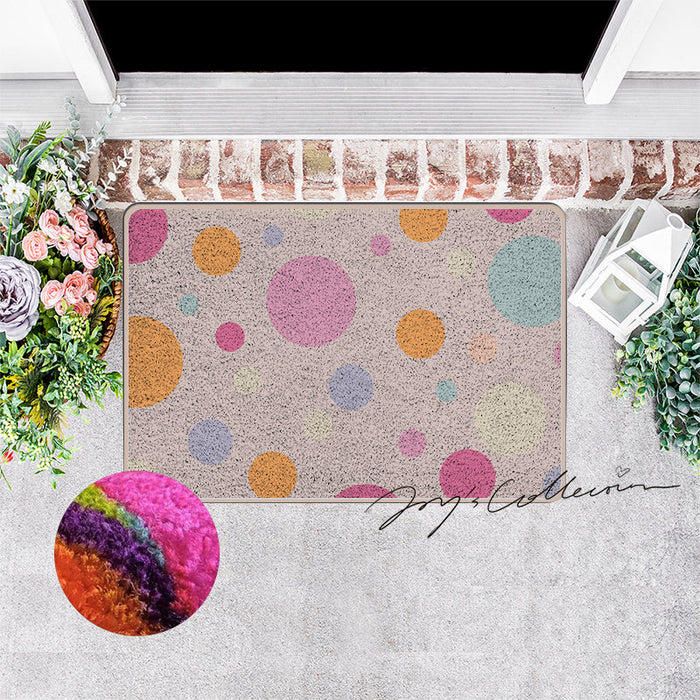 Feblilac Pink Polka Dots Geometric Nylon Door Mat