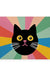 Feblilac Black Cat Colorful Stripes Background PVC Coil Door Mat