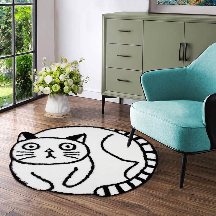 Black and White Cute Cat Bath Mat