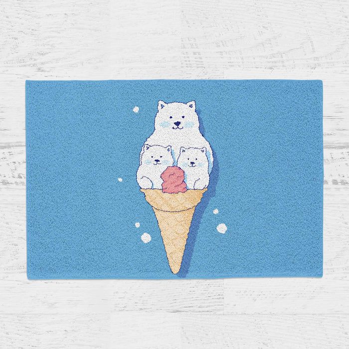 Feblilac White Polar Bear Ice Cream Tufted Bath Mat