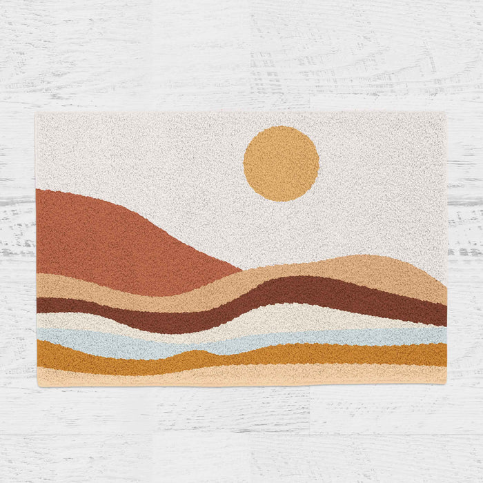 Feblilac Orange Mountains and Rivers Sunrise Tufted Bath Mat