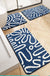 Feblilac Blue and White Abstract Lined Tufted Bathroom Mat Toilet U-Shaped Floor Mat