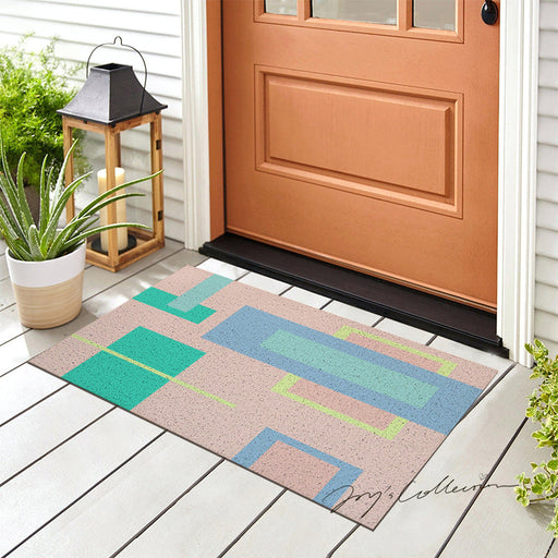 Feblilac Big Squares Geometric PVC Coil Door Mat