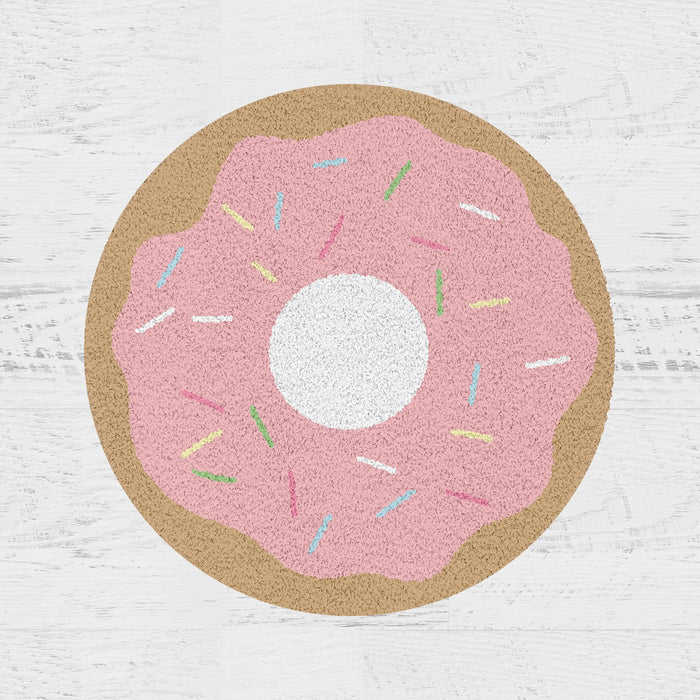 Feblilac Pink Donut Tufted Bath Mat