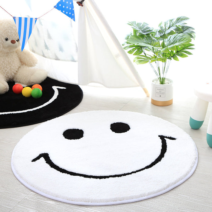 Feblilac Smiling Face Tufted Cushion Area Rug, Mat for Bedroom