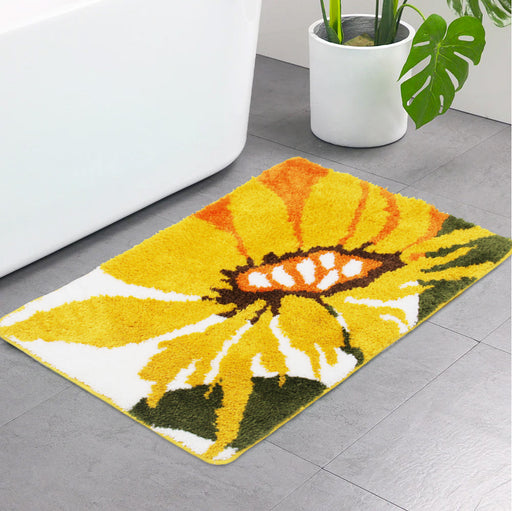 Feblilac Rectangular Sunflower Tufted Bath Mat @Joy's design