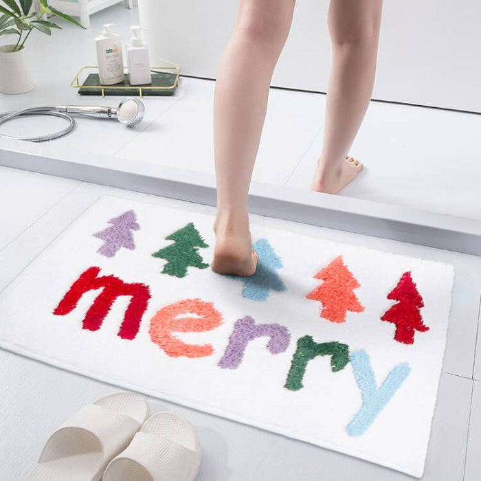 Feblilace Merry Christmas Bath Mat and Runner