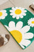 Green Semicircle Daisy Bathroom Mat, White Flower Bath Rug, Nature Bathroom Decor, Soft Water-Absorbent Mat for Bath Shower