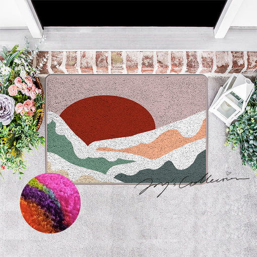 Feblilac Snow Mountain and Red Sun Nylon Door Mat