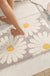 Feblilac Grey Daisy Bath Mat, Flower Bathroom Rug