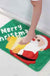 Feblilac Merry Christmas Happy Santa Claus Green Ground Bath Mat