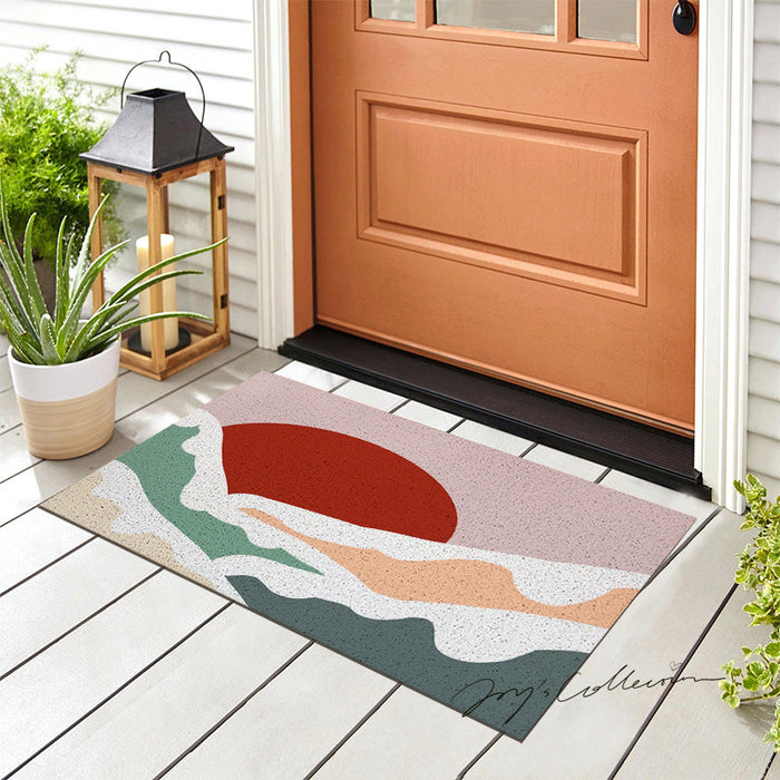 Feblilac Snow Mountain and Red Sun PVC Coil Door Mat