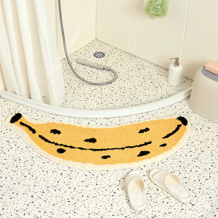 Cute Banana Bath Mat, Irregular Fruit Bathroom Rug, Tufting Mat for Bathroom