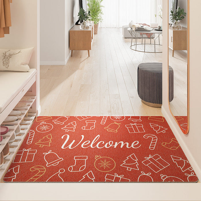 Feblilac Cute Christmas Door Mat Front Door Entrance Rug