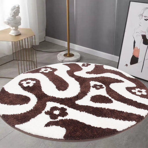 Feblilac Round Dizzy Flower Bath Area Mat 31"x31", 80cmx80cm