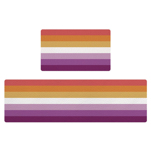 Feblilac Purple and Red LGBT Flag PVC Leather Kitchen Mat