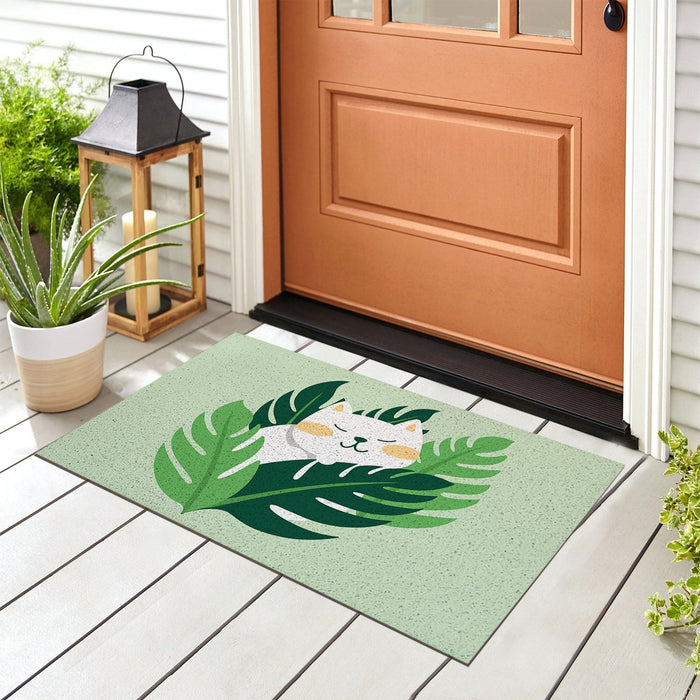 Feblilac Monstera Cat PVC Coil Door Mat