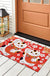 Feblilac Red Background White Sakura Lucky Cat PVC Coil Door Mat