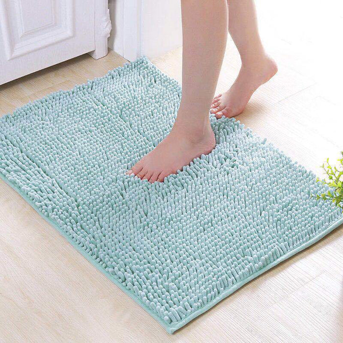 Chenille Non-Slip Microfiber Shag Bathroom Rug Mat, Solid Color