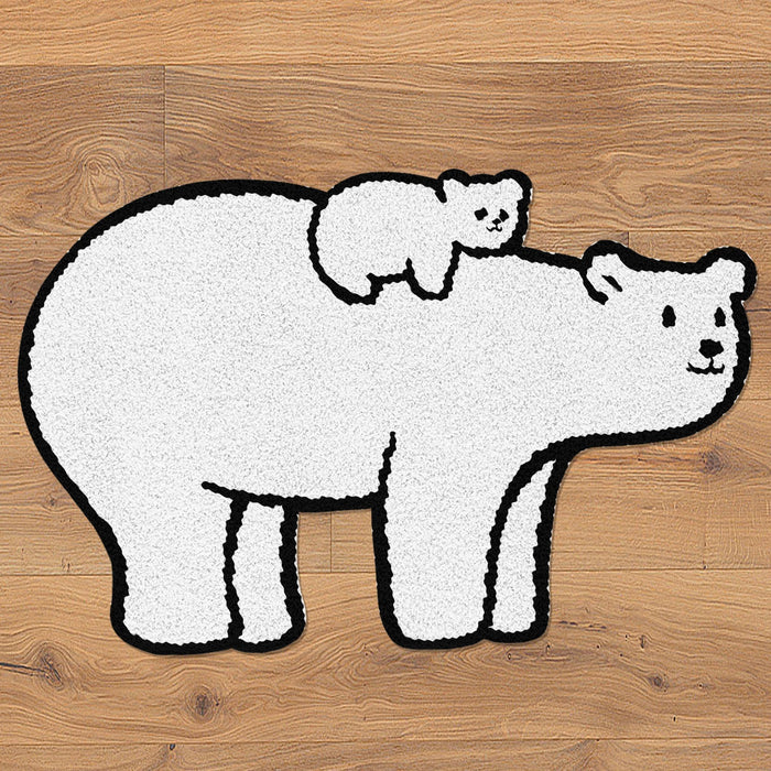 Feblilac Cute Little Bear Sitting on Mother Bear's Back Bathroom Rug Bathmat