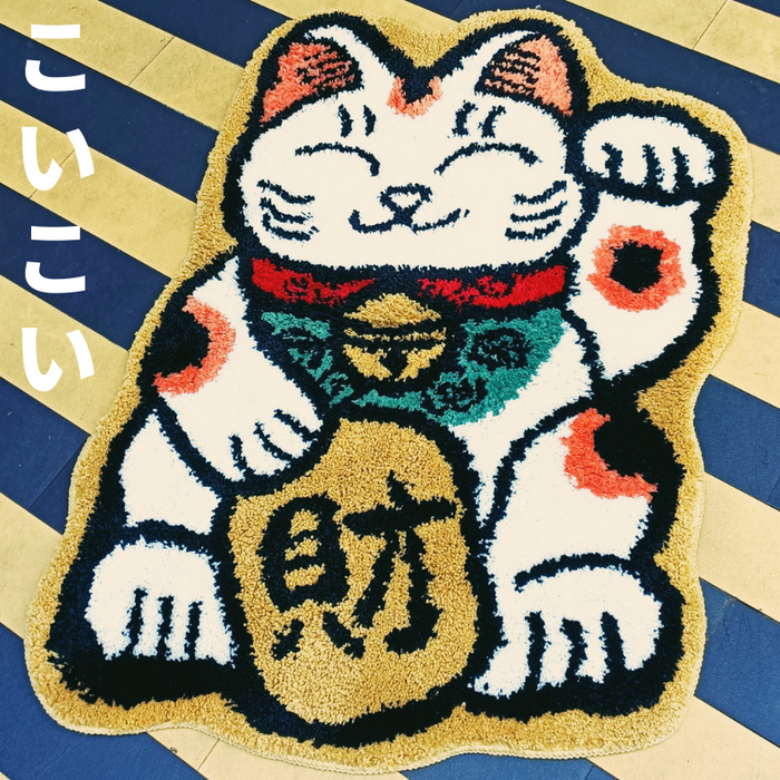 Feblilac Japanese Style Fortune Cat Bathroom Mat 70x93cm