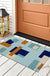 Feblilac Blue and Brown Squares Geometric PVC Coil Door Mat