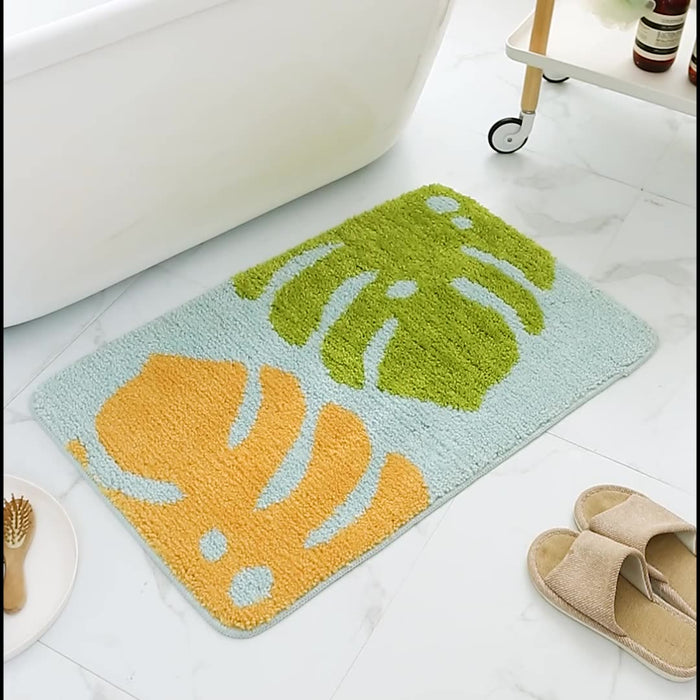 Feblilac Colorful Banana Leaves Tufted Bath Mat