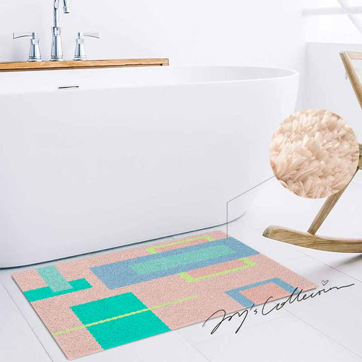 Feblilac Geometric Big Squares Geometric Tufted Bath Mat