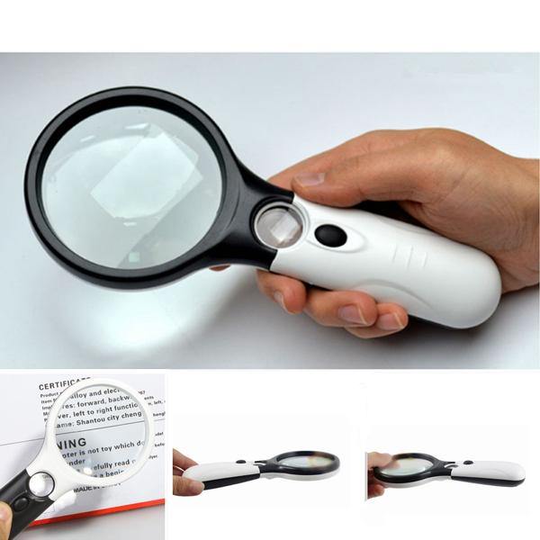 10X 20X 3 LED Light Handheld Magnifier Reading Magnifying Lens Glass Jewelry Craft Loupe