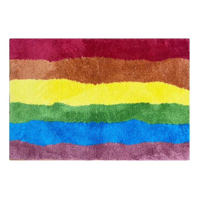 Rainbow Flag Bath Mat, Gay Pride Home Decor, Colorful Mountain Bathroom Rug, 60x90cm or 23x35 inches