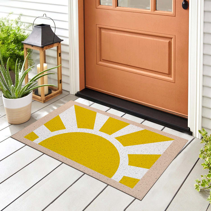 Feblilac Yellow Sun Pink Edge PVC Coil Door Mat