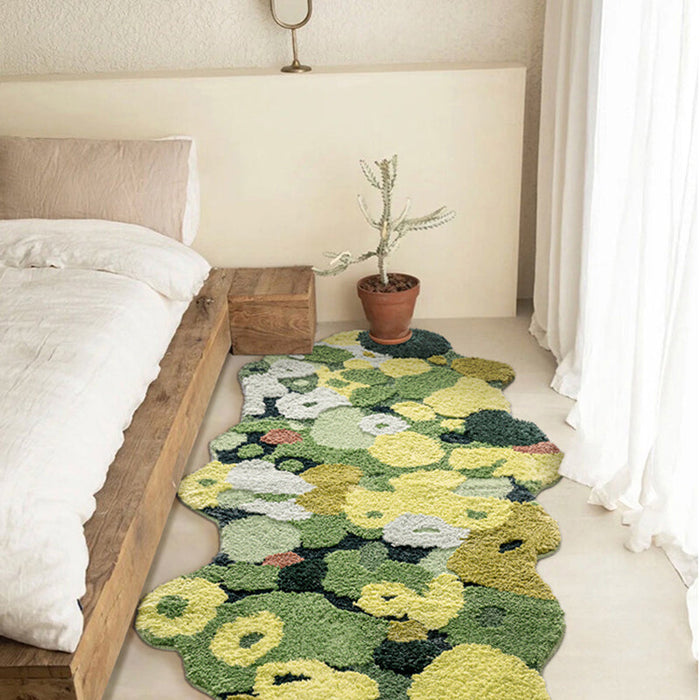 Feblilac 3D Green Moss Bedroom Runner Mat