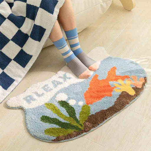 Feblilac Cute Coral Fish Tank Bath Mat, Aquarium-Inspired Bathroom Rug