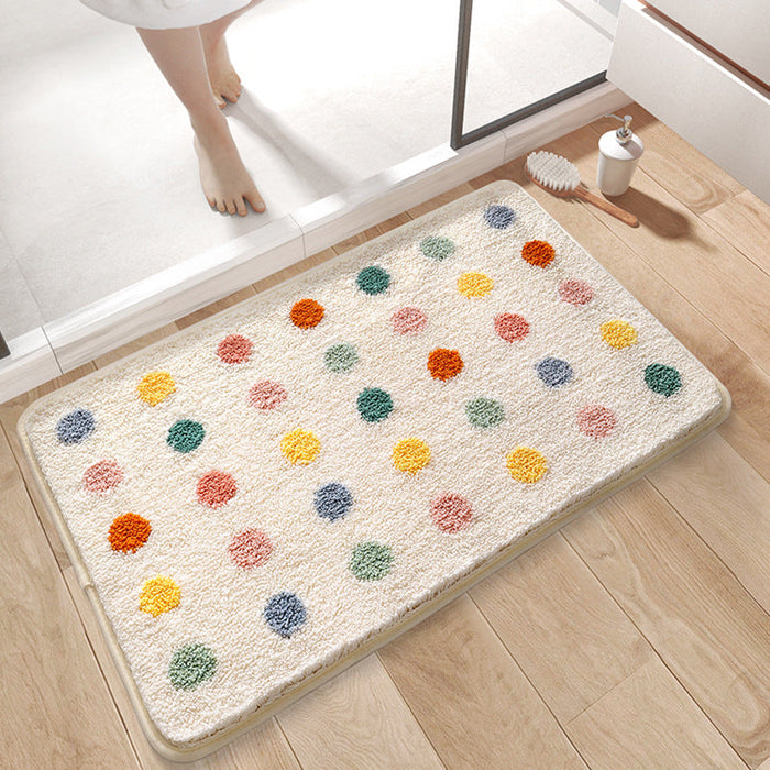 Feblilac Color Polkadot Bath Mat Mom‘s Day Gift, Color Black White Dot Rug