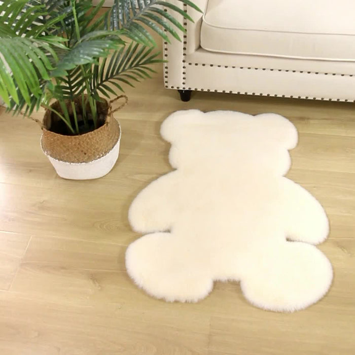 Feblilac Multiple Color Solid Bear Faux Rabbit Fur  Rug Mat