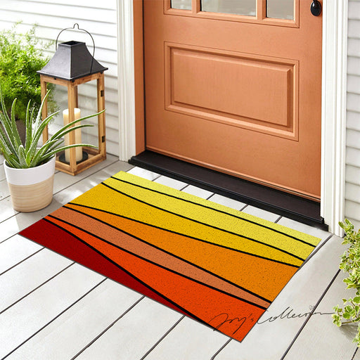 Feblilac Lovely Abstract Sunset Geometric PVC Coil Door Mat