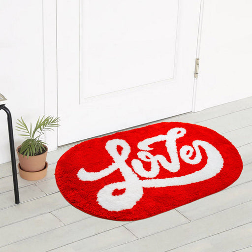 Feblilac Red Love Tufted Bath Mat