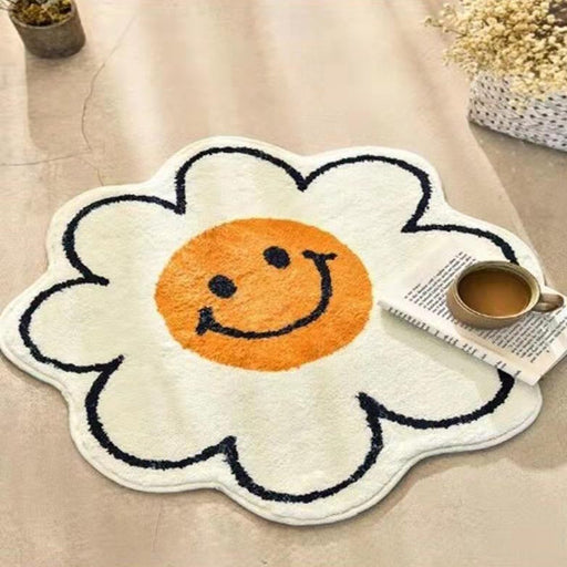 Feblilac Irregular White Sun Flower Mat Rug Carpet