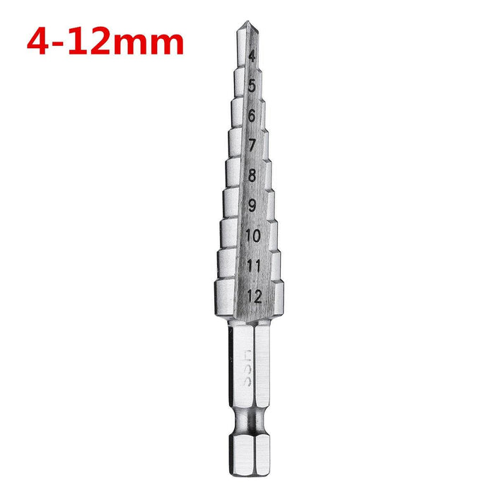 Drillpro 4-12/20/32mm HSS Hex Shank Step Drill Bit High Step Steel Hole Cutter