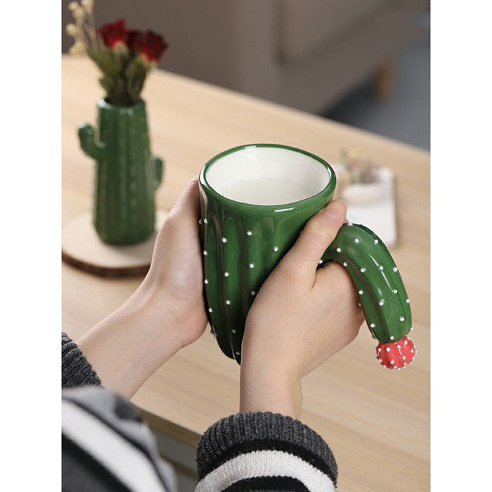 Cactus Creative Personality High Value Ceramic Cup With Lid