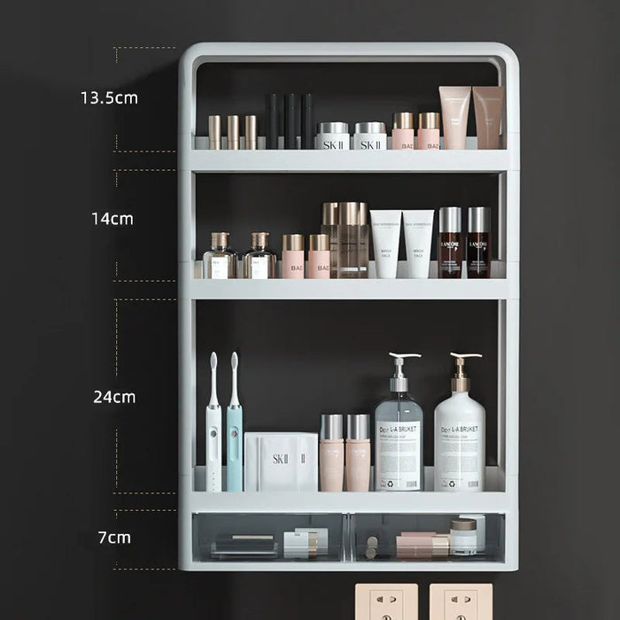 Bathroom Wall Mounted Shelf Multifunctional Toiletries Storage Rack Kitchen Seasoning Bottle Storage Rack Cosmetics Organizer