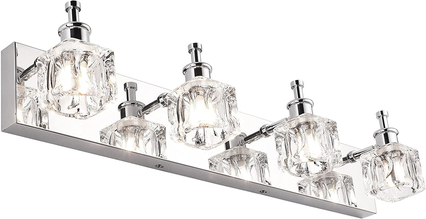 Bathroom Vanity Light Fixtures over Mirror Modern LED 4 Lights Chrome Crystal Bath Vanity Lighting(Exclude Bulb)