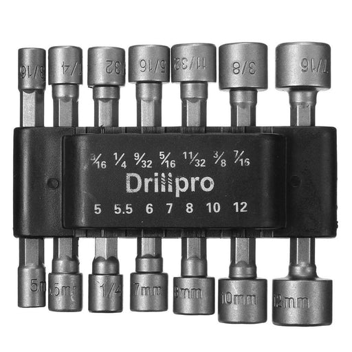 Drillpro 14pcs 1/4 Inch Hex Shank Power Nut Driver Drill Bit Set SAE Metric Socket Wrench Screw Screwdriver