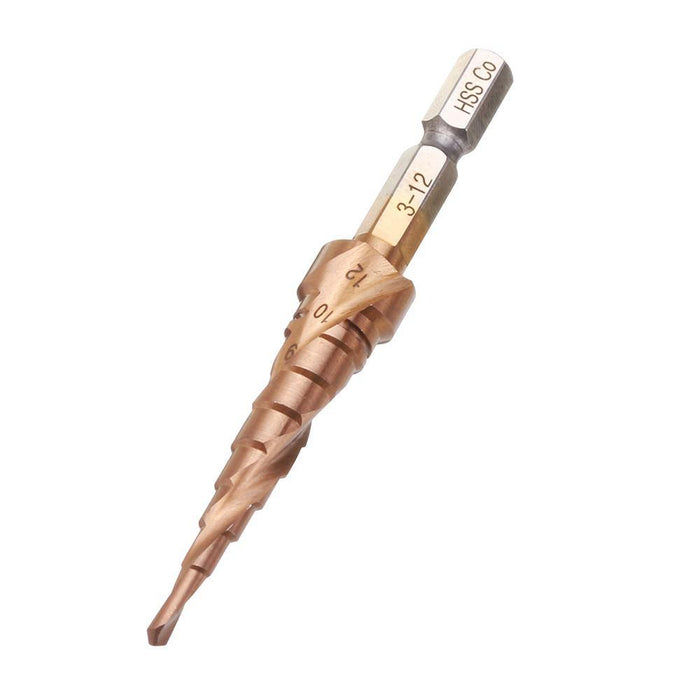 Drillpro 3-12/4-20/4-32mm M35 Cobalt Step Drill Bit 1/4 Inch Hex Shank HSS-Co Step Drill Bit