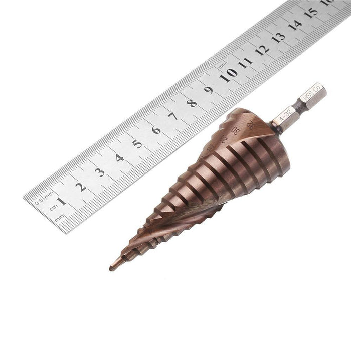 Drillpro 3-12/4-20/4-32mm M35 Cobalt Step Drill Bit 1/4 Inch Hex Shank HSS-Co Step Drill Bit