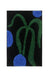 Feblilac Blue Green Black Leaves and Flower Bath Mat