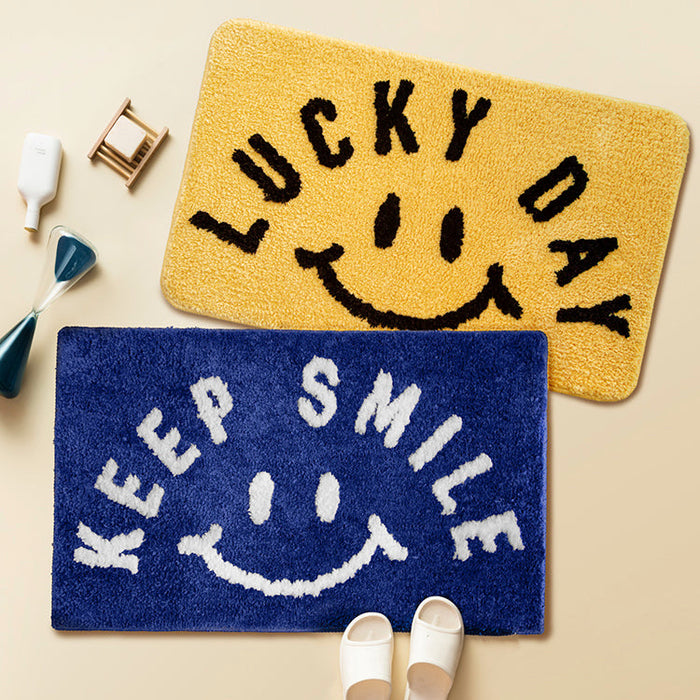 Semicircular Lucky Day Smile Bath Mat